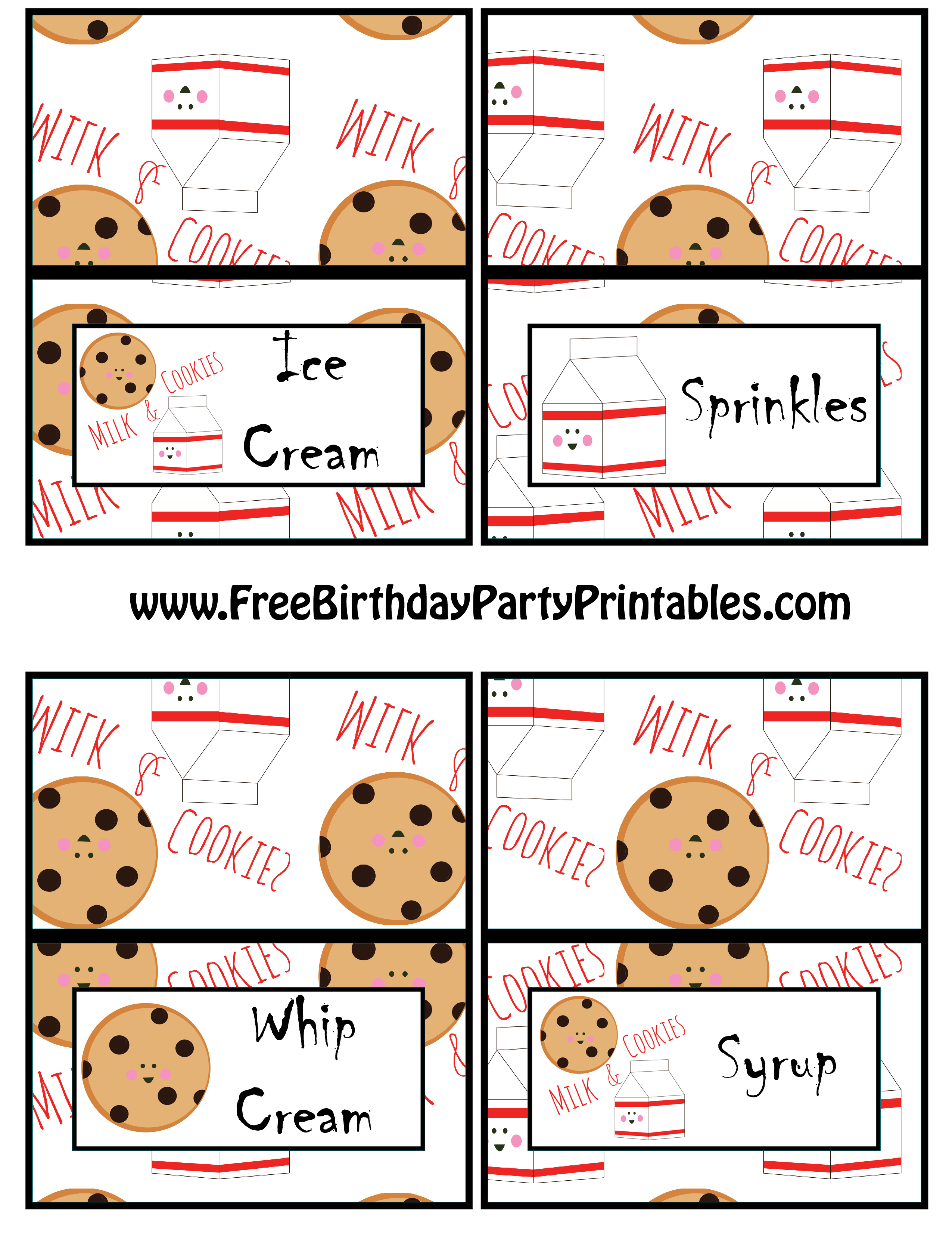 Milk And Cookie Free Birthday Party Printables
